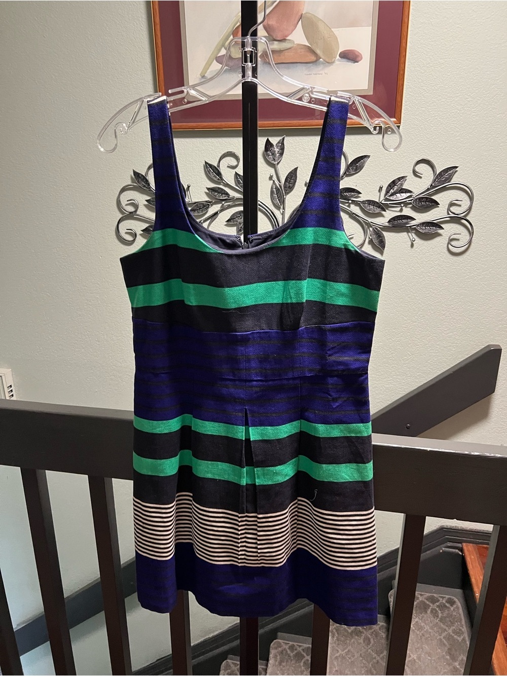 LOFT Navy and Green Sleeveless Dress Size 4 #286